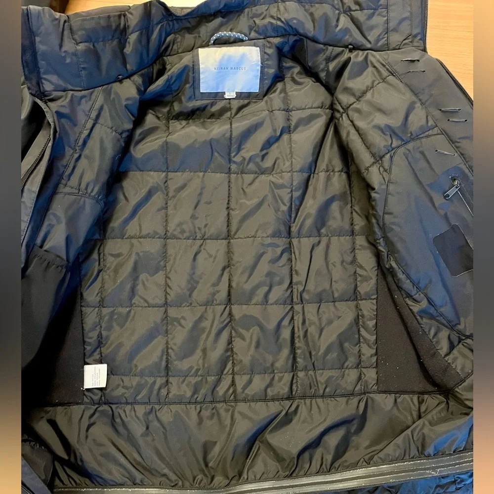 Neiman Marcus Men’s Nylon Full-Zip Bomber Black Jacket Large